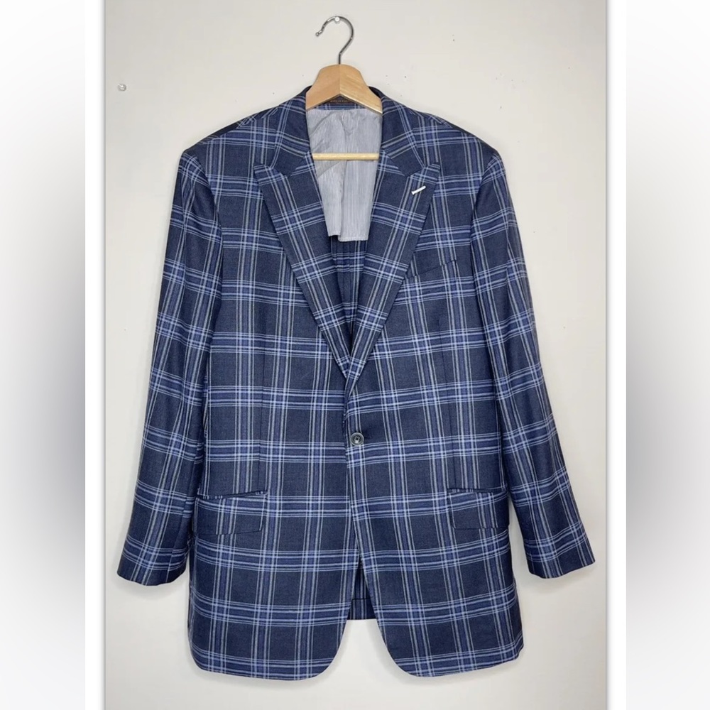 J. Hilburn Vitale Barberis Canonico Plaid Sport Blazer Jacket. Size: 42R Mint